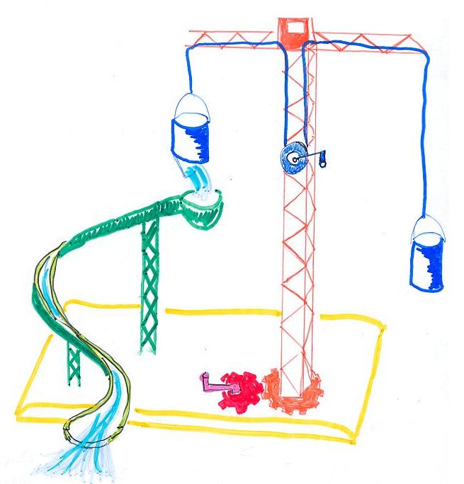 sketch of the pulley crane bath toy